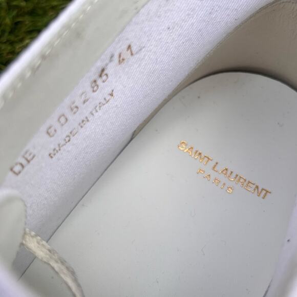 YSL Saint Laurent Paris Ace Mid Top Sneaker Luxury Designer Canvas Shoe 41/ 10 - Picture 6 of 11